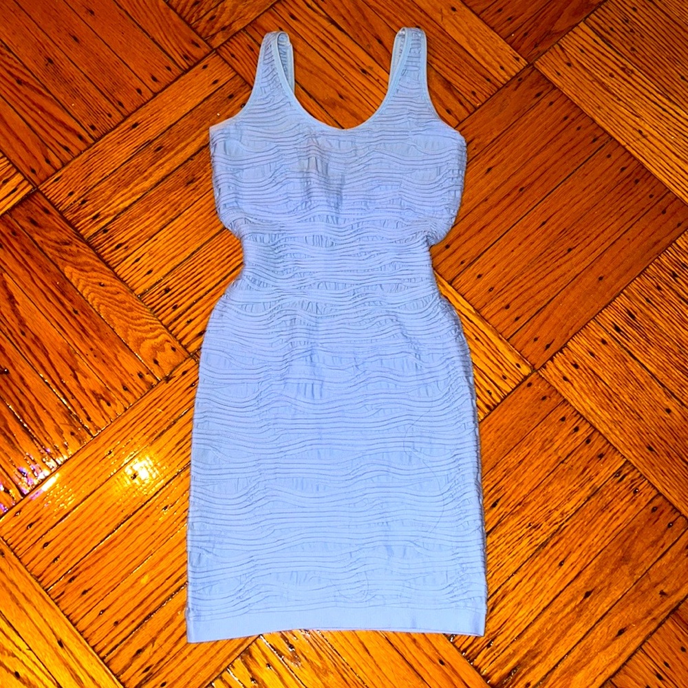 Baby blue bodycon skim slimming midi dress